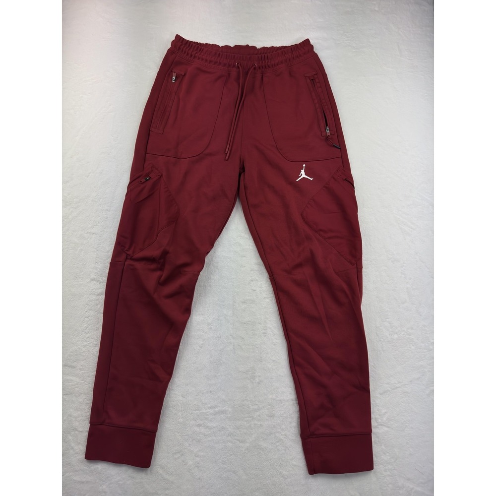 Jordan Pants Womens Medium Red Jogger Slim Tapered Drawstring Zip Pocket Jumpman